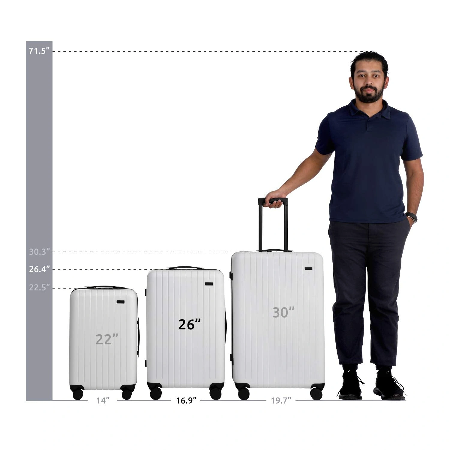 Effortless Travel 26" Spinner Luggage Sleek White Suitcase